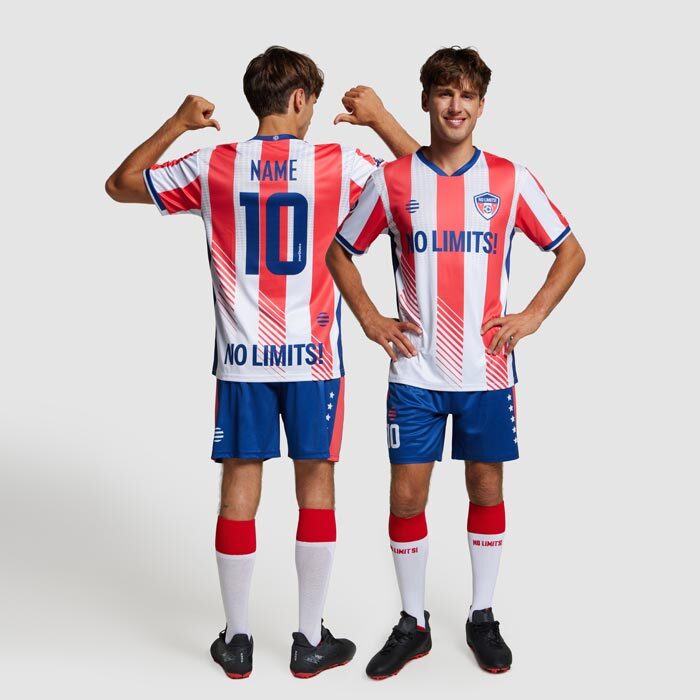Kit Futbol premier con cuello de pico romo