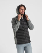 Chaqueta de manga ranglan y capucha combinada con dos tejidos - MINSK